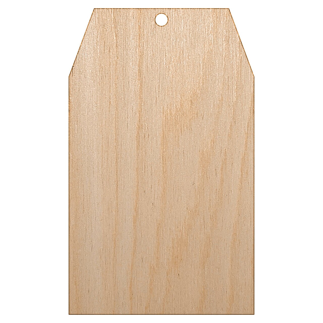 Gift Tag Shape Solid Unfinished Craft Wood Holiday Christmas Tree DIY Pre-Drilled Ornament